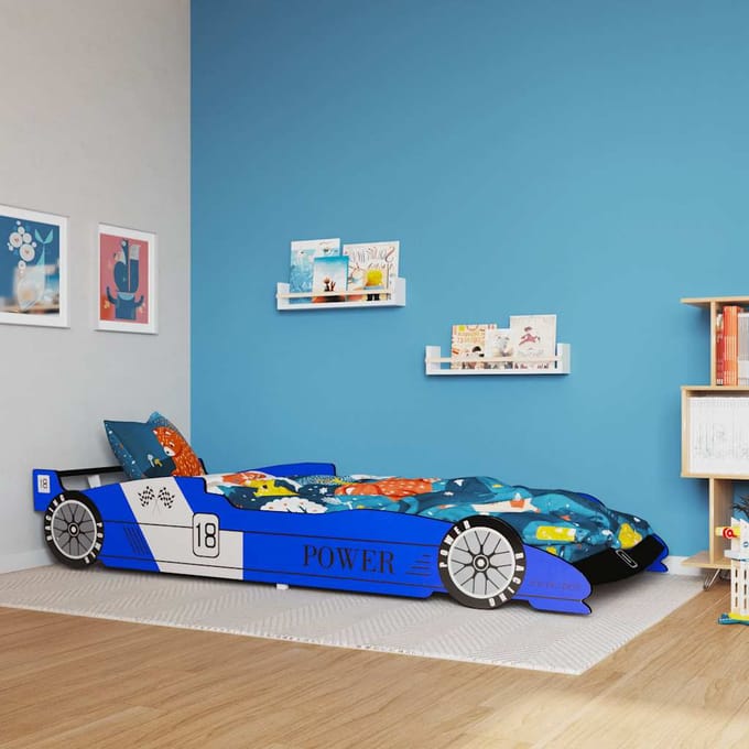 vidaXL - Kinderbed - raceauto - blauw - 90x200 - cm