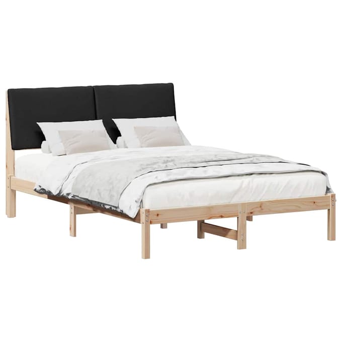 vidaXL - Bedframe - Bruin - en - zwart - 150 - x - 200 - cm - Massief - grenenhout