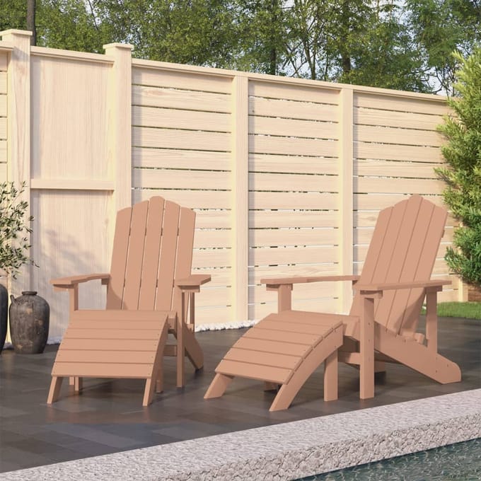 vidaXL - Tuinstoelen - 2 - st - Adirondack - met - voetensteunen - HDPE - bruin
