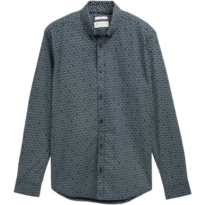 Tom Tailor - Lange mouw overhemd - Mannen - L - Blauw - Katoen - 1047318