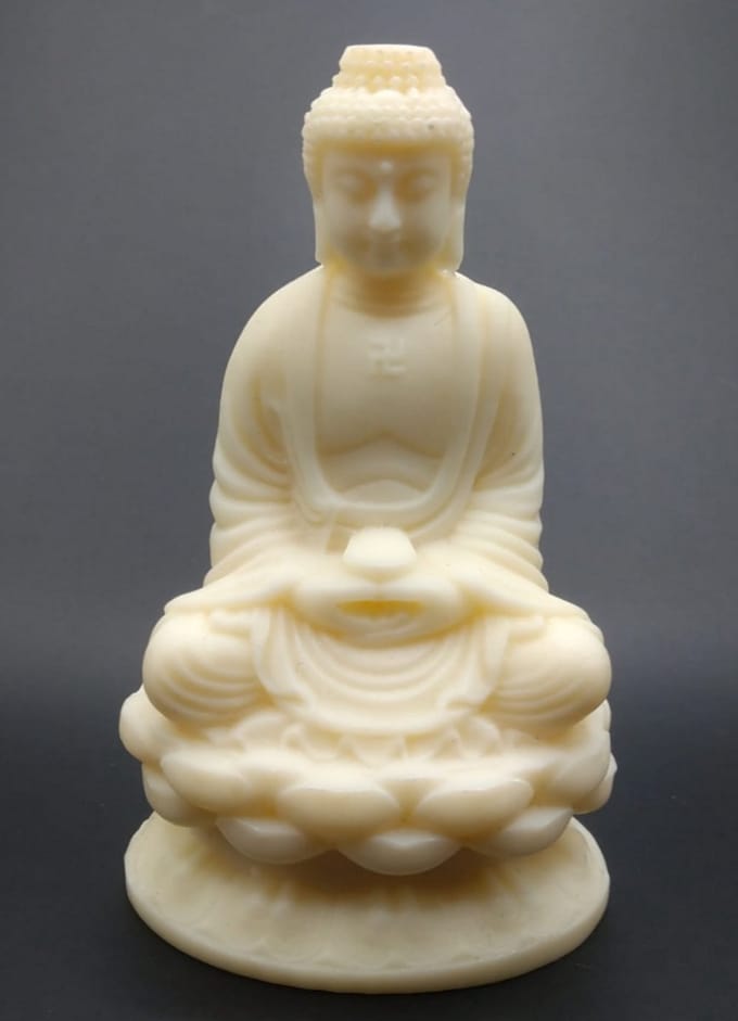 Boeddha beeld - mediterend op Lotustroon - 8cm.