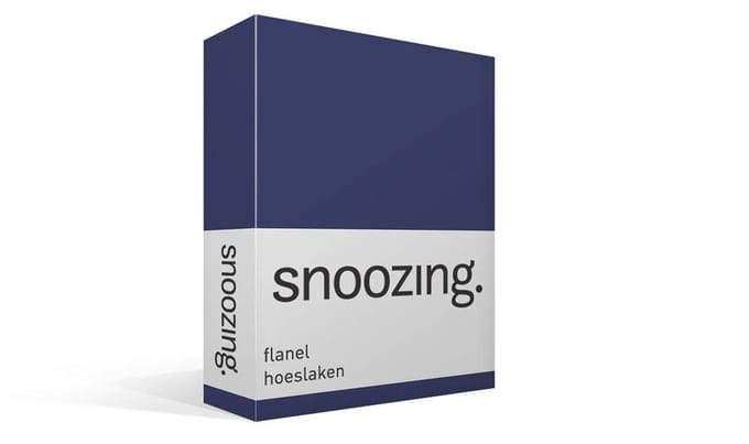 Snoozing - Flanel - Hoeslaken - Lits-jumeaux - 200x220 cm - Navy