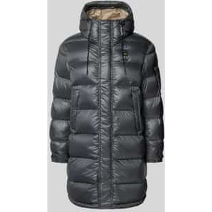 Regular fit gewatteerde lange jas met logo-applicatie, model 'Aldrich'
