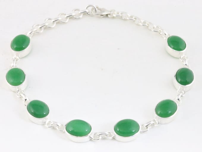 Hoogglans zilveren armband met jade