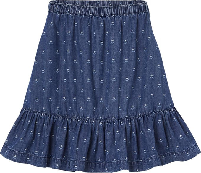 Vertbaudet Halflange rok met ruche van licht denim
