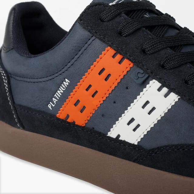 Q1905 Sneaker platinum donkerblauw/oranje/wit