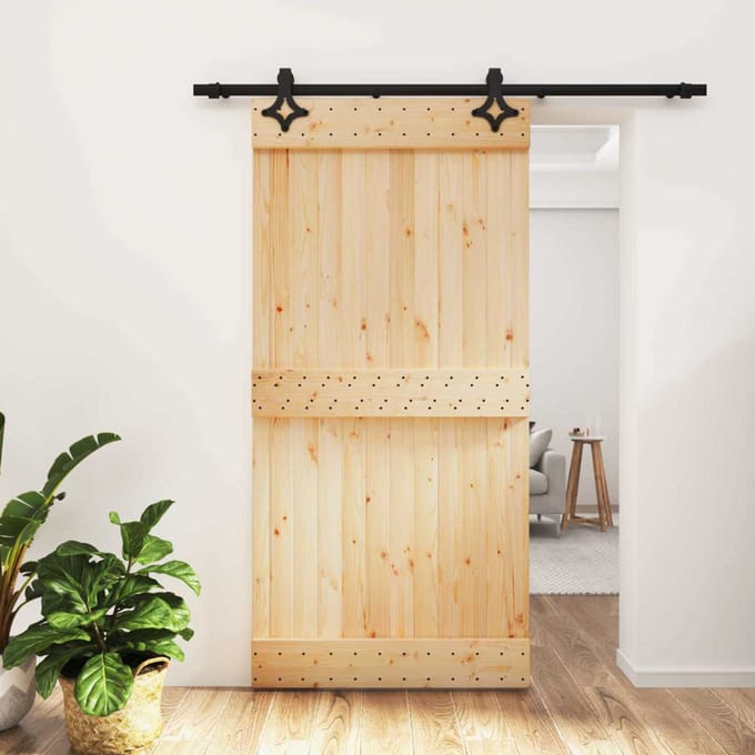 vidaXL - Schuifdeur - 100 - x - 210 - cm - Massief - Pine - Hout - (Onbehandeld)