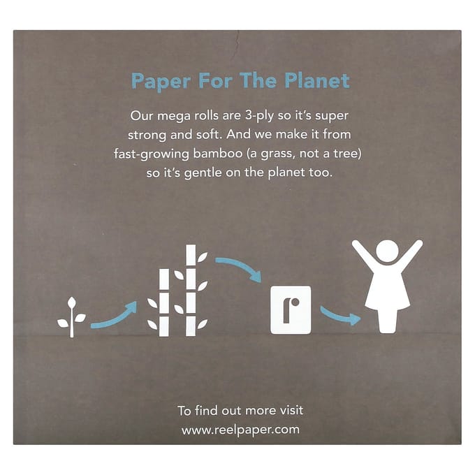 Premium Natuurlijk Hout Toiletpapier, 4 Mega Roll gray