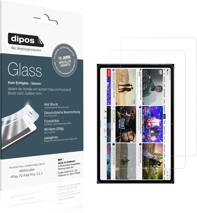 dipos – 2x Pantserfolie geschikt voor Alldocube iPlay 70 Pad Pro 12.1 | 9H Screenprotector
