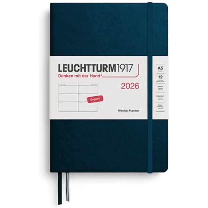 Leuchtturm1917 agenda 2026 1 week per 2 pagina's, hardcover, medium a5, deep sea
