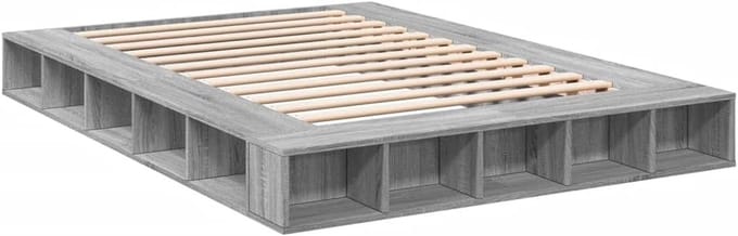 Bedframe Hout - Slaapkamer Frame - Rustgevend Slapen - Met Opbergvakken - 150x200 cm - Grijs Sonoma
