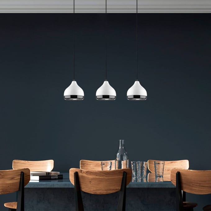 Opviq Hanglamp Yildo 6878 wit/zwart metaal 3-lamps lineair
