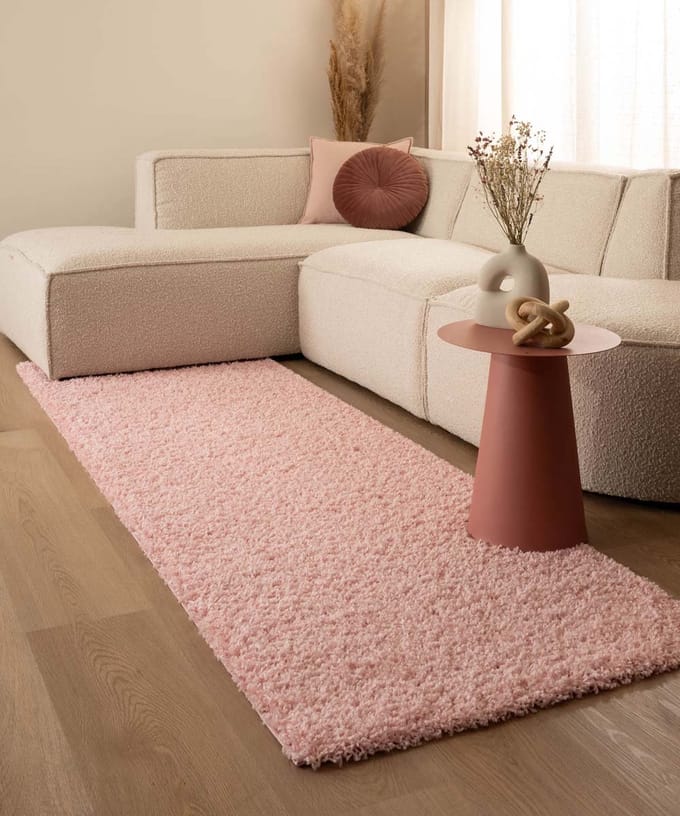 Hoogpolige loper - Shaggy Trend lichtroze 80x250