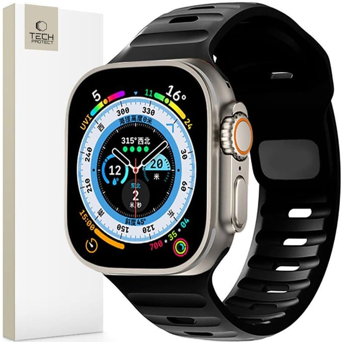 Tech-Protect IconBand Line Strap for Apple Watch 4 / 5 / 6 / 7 / 8 / 9 / SE / Ultra 1 / 2 (42 / 44 / 45 / 49 mm) - Black