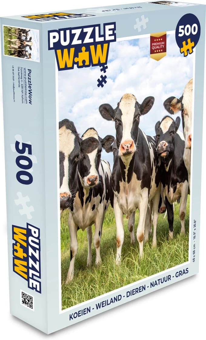 Puzzel Koeien - Weiland - Dieren - Natuur - Gras - Legpuzzel - Puzzel 500 stukjes