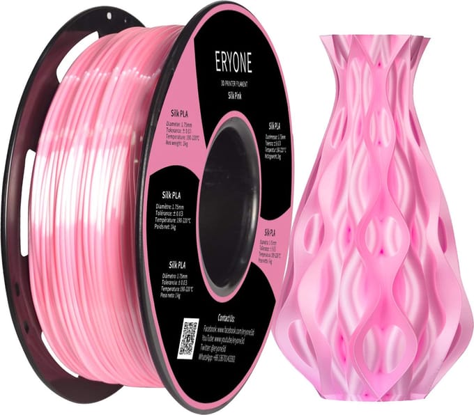 Eryone - Silk Pink - PLA Filament - 1Kg 1.75mm - Voor 3D-printer en 3D-pen - Roze