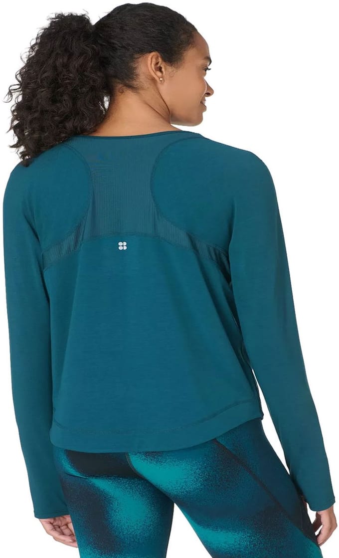 Sweaty Betty Breathe Easy Mesh Long Sleeve Top GROEN - Maat XXL