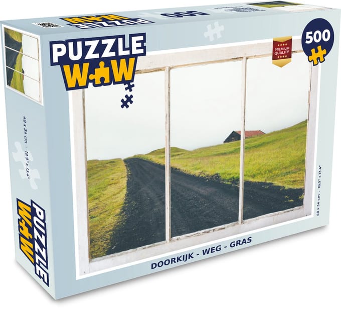 Puzzel Doorkijk - Weg - Gras - Legpuzzel - Puzzel 500 stukjes