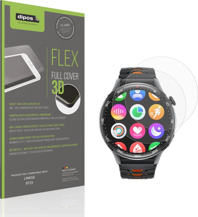 dipos FLEX – 2x Matte Screenprotector geschikt voor LIMIGE EF25 | Volledige Schermbescherming | Case-Friendly