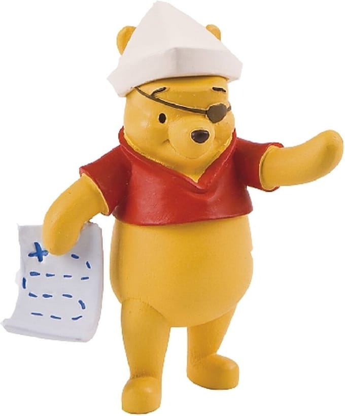 Winnie de poeh - speelfiguurtje 6 cm - Winnie met schatkaart - Bullyland.