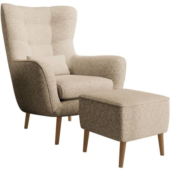Fauteuil met hocker Verdiro bouclé | NADUVI Collection