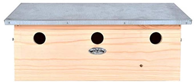 Houten horizontale nestkast met metalen dak voor vogels