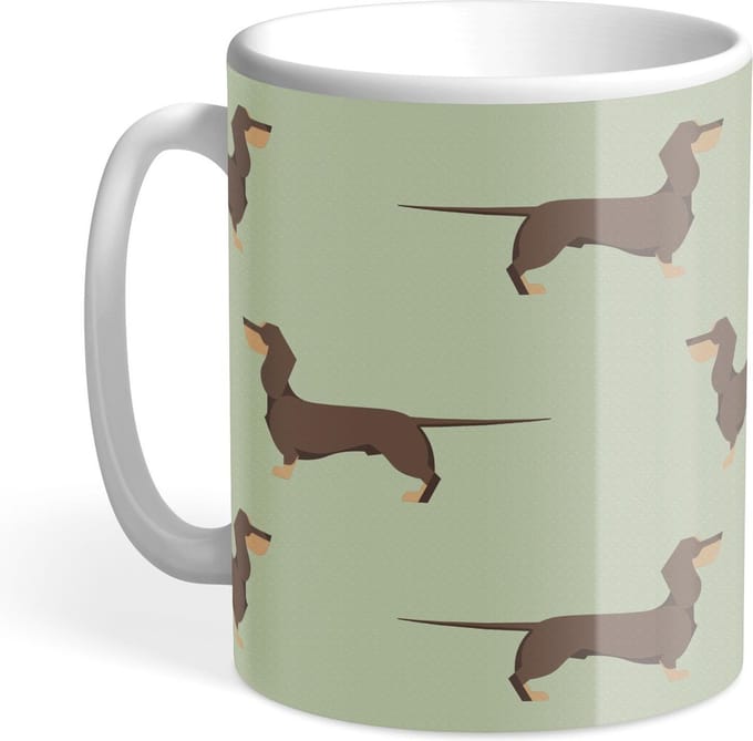 Hound & Herringbone - Chocoladebruine Teckel Mok - Chocolate and Tan Dachshund Mug