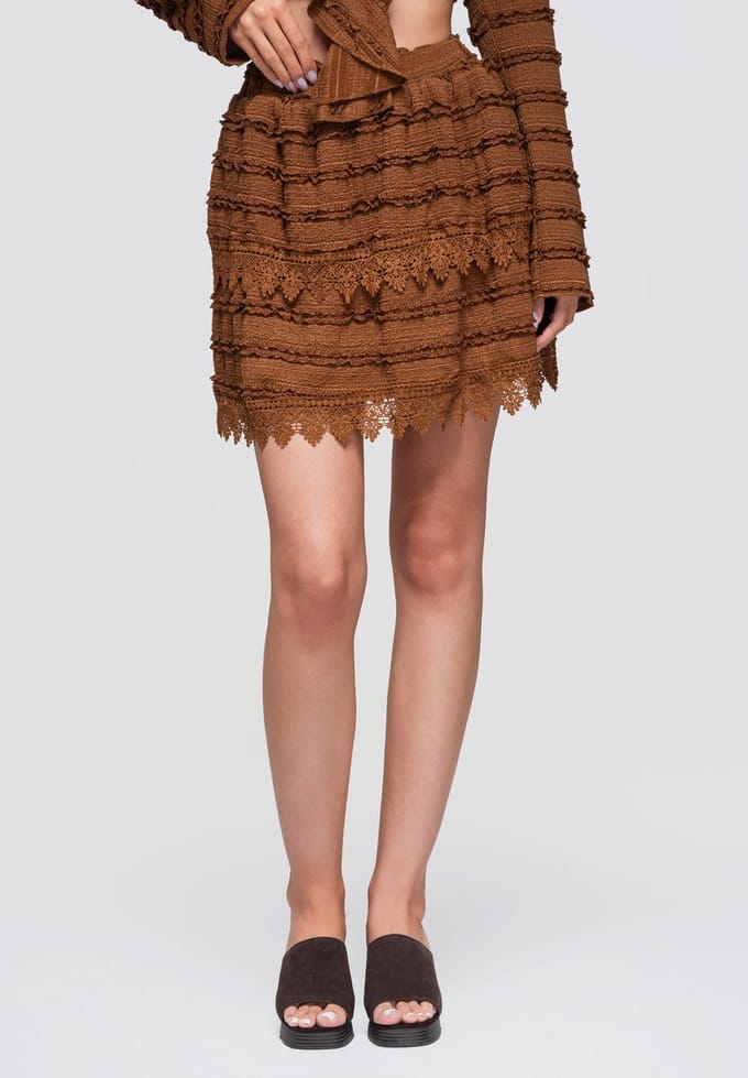 OMBRE Rok - Katoen - Effen - Rok Lichtbruin M/L