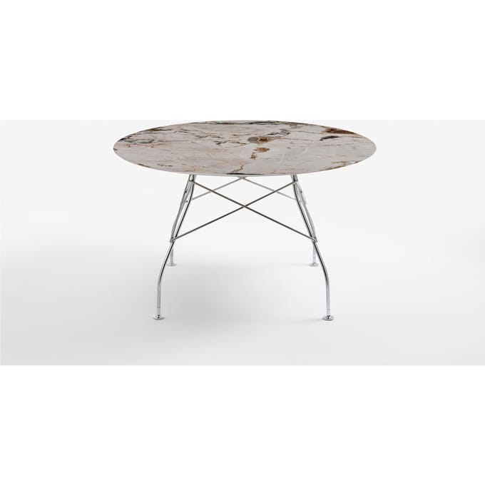 Kartell - Glossy tafel - Symphony - chroom - rond - beige