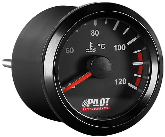 Zwarte analoge watertemperatuur meter - 52mm