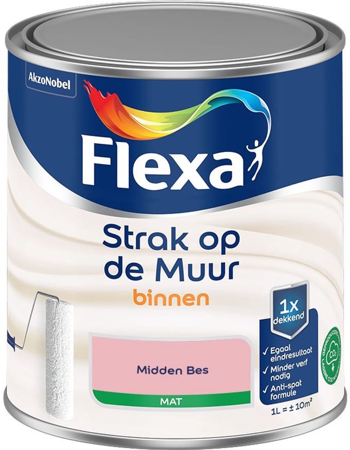 Flexa - Strak Op De Muur Binnen Mat - Midden Bes - Mengverf - 1 L