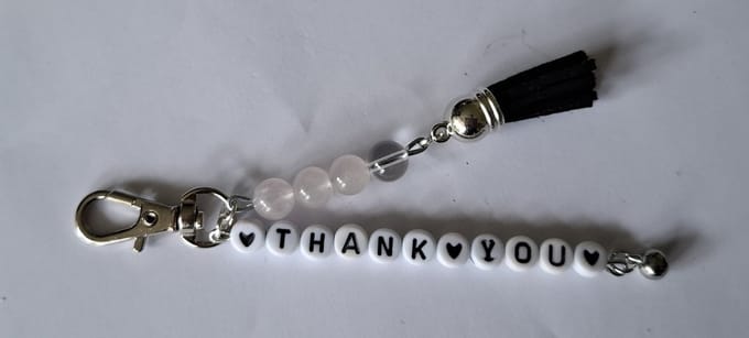 Sleutelhanger "Thank You" / Rozenkwarts