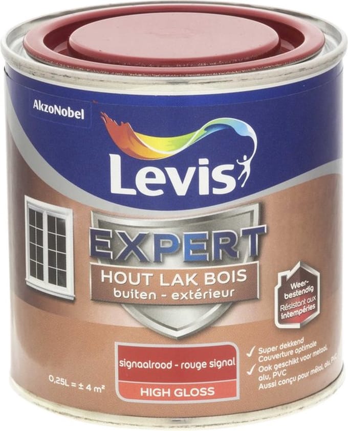 Levis - Expert Hout Lak Buiten High Gloss - Signaalrood - 0,25 L