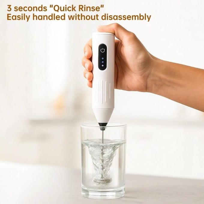 Oplaadbare Handheld Melkopschuimer Blender Draagbare Elektrische Garde Koffieopschuimer 3-Snelheden Melkopschuimer Drankmixer wit