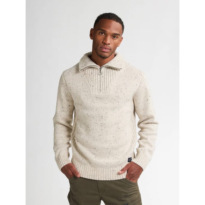 Petrol Industries - Heren Gebreide Half-Zip Trui Denver - Wit - Maat M