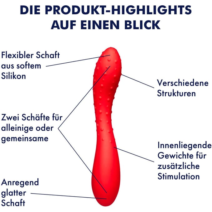 Dubbele siliconen dildo met gewicht, 19,5 cm