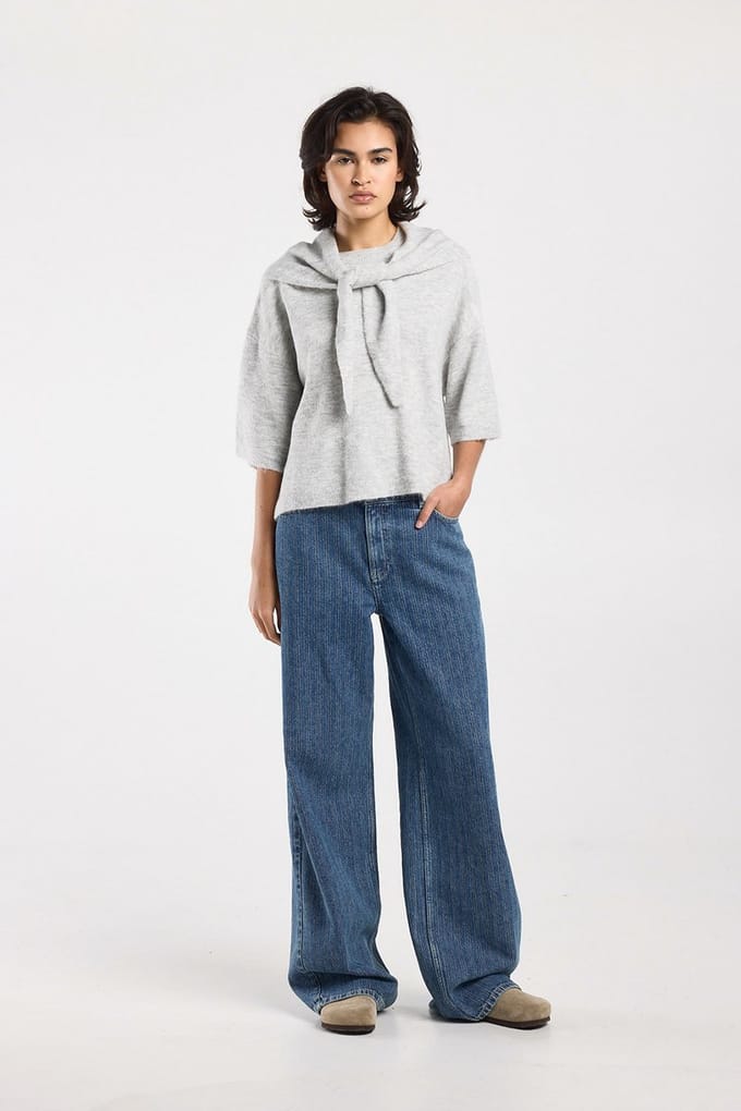 America Today Kemmy Light Grey Melange Größe: XS | Pullover Outlet | Damen | Grau