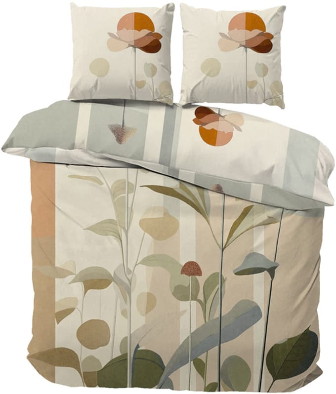 iSleep Dekbedovertrek Daphne - Eenpersoons - 140x200/220 cm - Beige