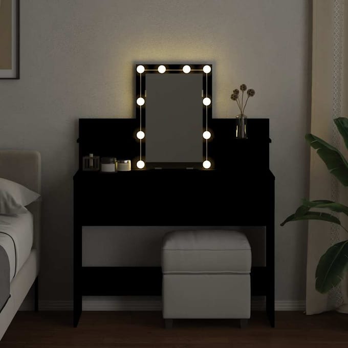 vidaXL - Kaptafel - met - LED-verlichting - 100x40x130 - cm - zwart