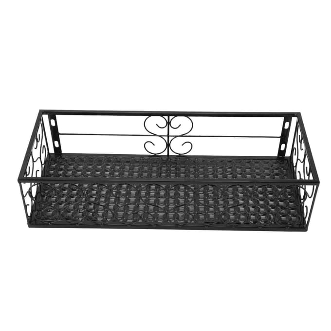 Balkon Bloemenrek Hangende Bloempot Hanger Hangend Smeedijzeren Hek Binnen Vensterbank Suitable for 2.5cm Railings black