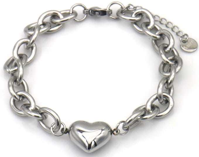 Armband - RVS - hartje - 16-21 cm