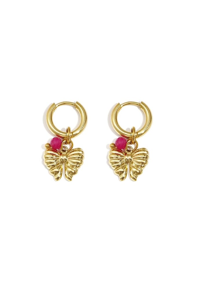 Bijoutheek Oorhangers Strik Kraaltje Rose Red