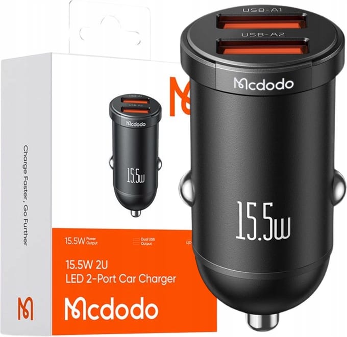 Mcdodo® Autolader - Oplader - Voor telefoon - 2x USB-A - 15.5W