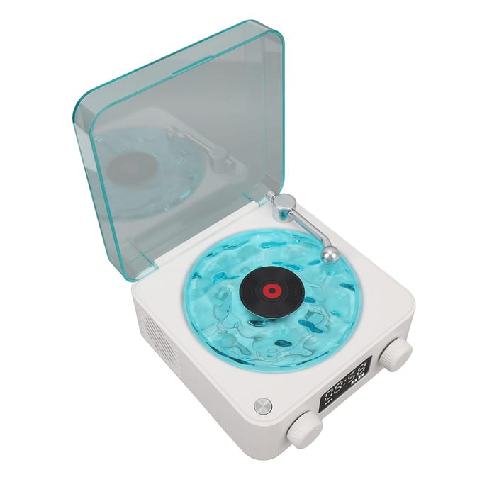 Vintage Platenspeler Bluetooth Speaker 4 Modi Draagbare Draadloze Platenspeler Stereo Luidspreker met wit