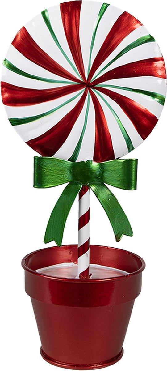 Clayre & Eef Kerstdecoratie Lolly 12x9x26 cm Rood Metaal