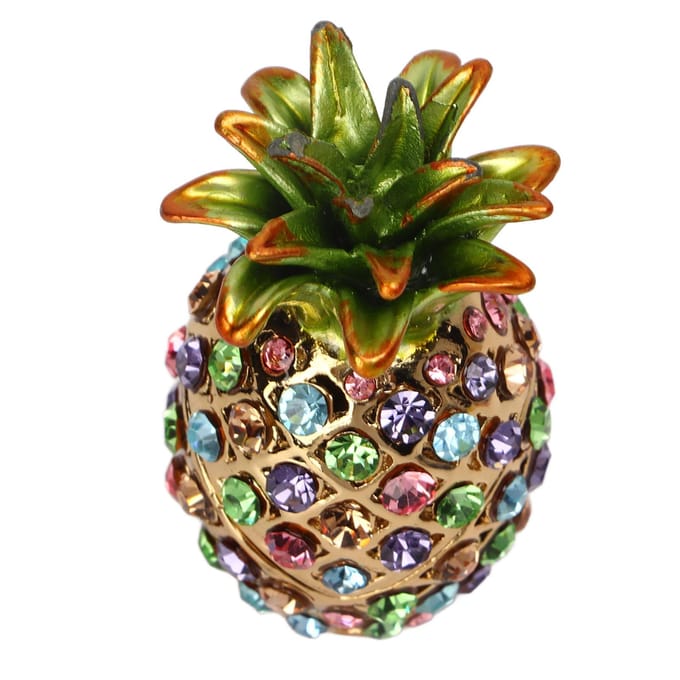 Boîte à Bijoux Ananas Taille Mini Strass Alliage Couleurs Vives Large Application Boîte Bijoutée pour brown