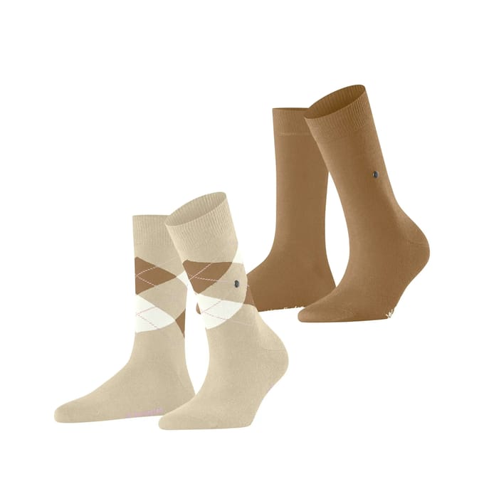 Burlington Everyday 2-Pack gedessineerd katoen multipack sokken dames beige - maat 36-41