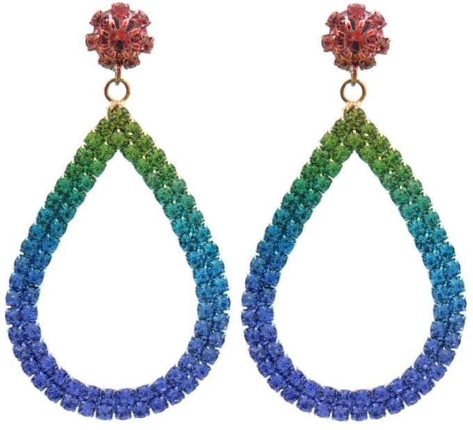 Oorbellen - Oorhangers - Druppel - Steentjes - 6,5cm - Multi