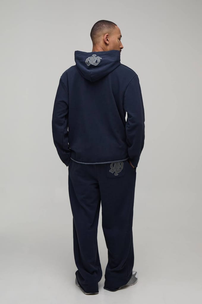 Oversized Ofcl Distressed Washed Loopback Capuchon Trainingspak | Navy | Size Medium