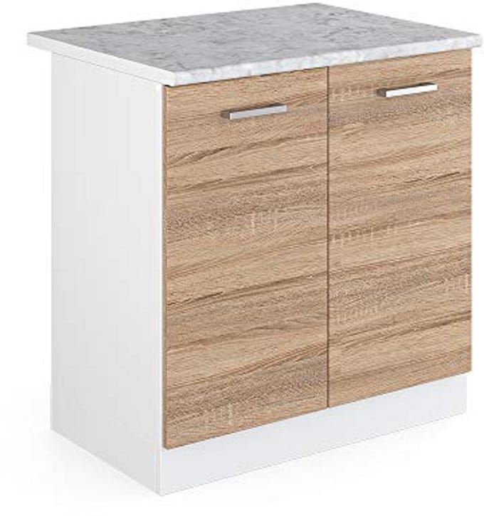 Moderne Keukenmodule met Werkblad en Spoelbakonderkast 80 cm in Wit en Antraciet